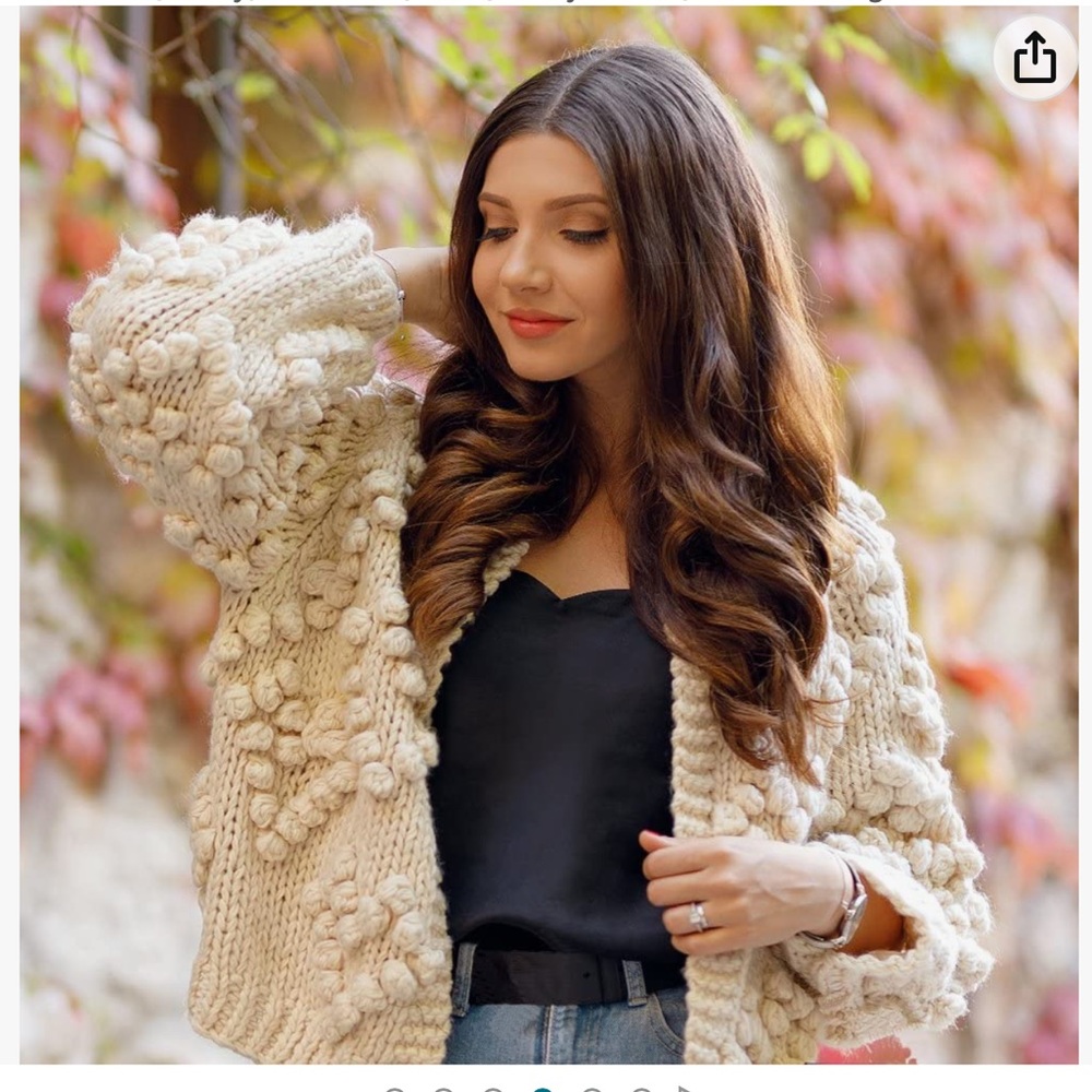Hand Knit Open Front Cardigan - Picture 5 of 7